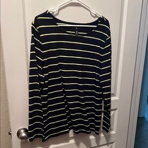 GAP Navy and Yellow Striped Long Sleeve Tee